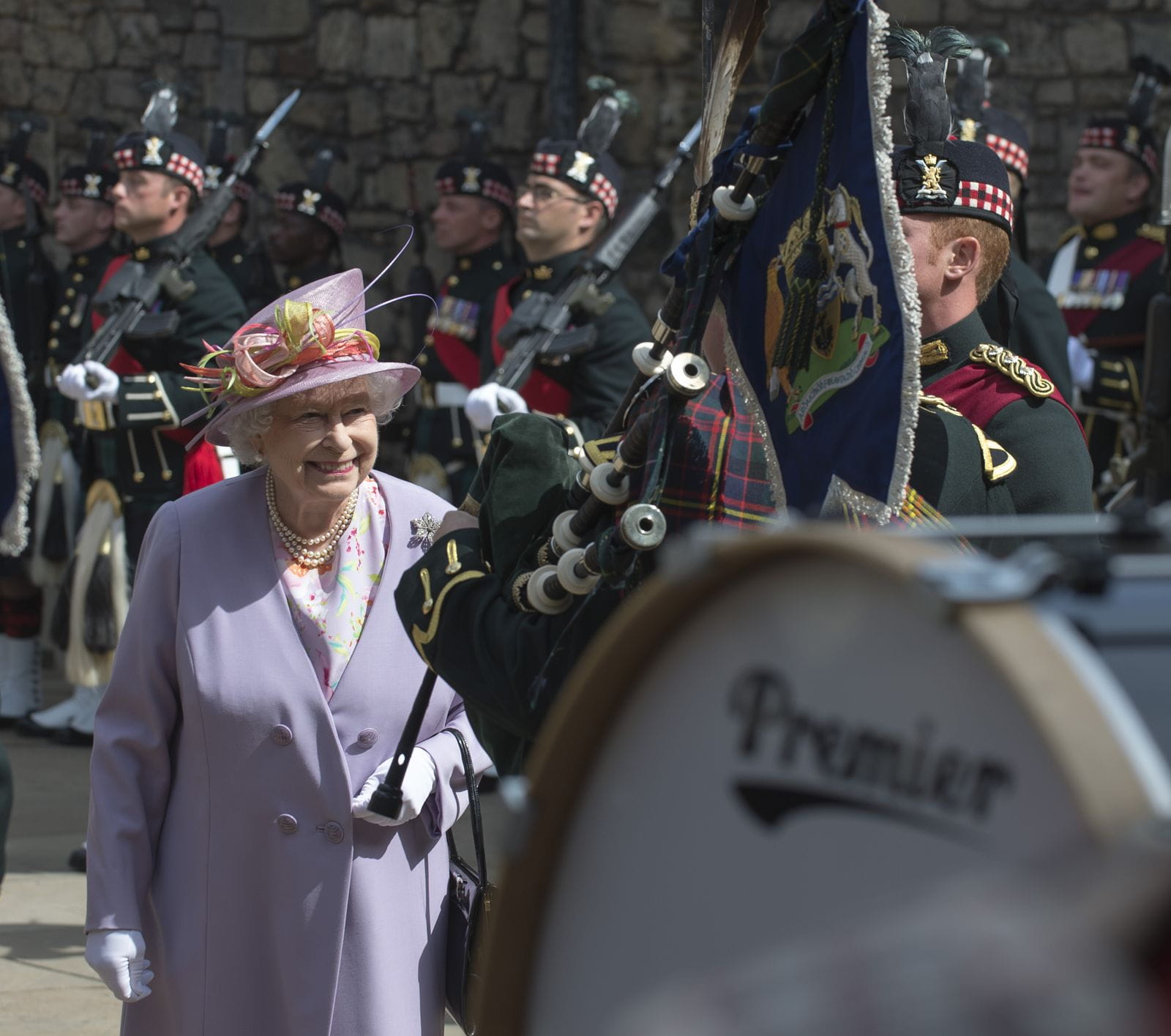 The Queen inspects the Band of The Royal Regiment of Scotland