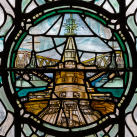 Royal Navy Window - Battleship by Forth Rail Bridge - Douglas Strachan