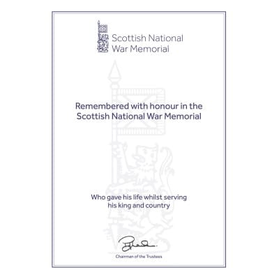 Unframed Certificate for an Individual Casualty